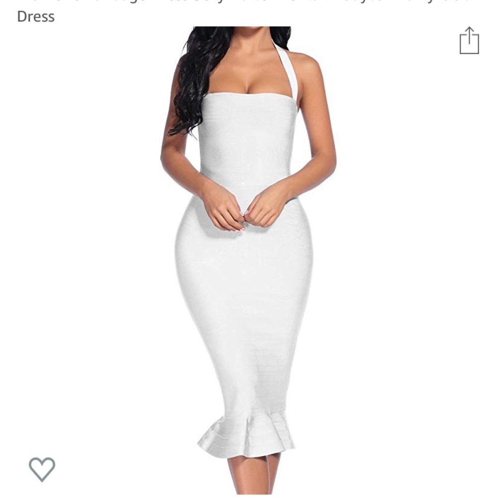 White Bandage Halter Fishtail Bodycon Dress